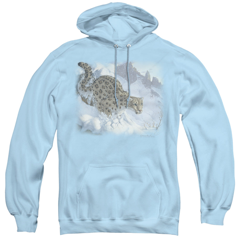 Wildlife Snow Leopard Mens Hoodie Light Blue