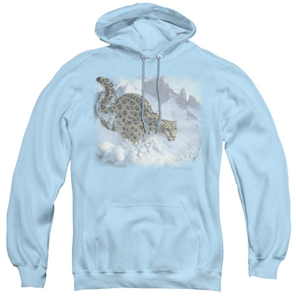 Wildlife Snow Leopard Mens Hoodie Light Blue