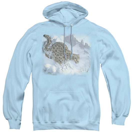 Wildlife Snow Leopard Mens Hoodie Light Blue