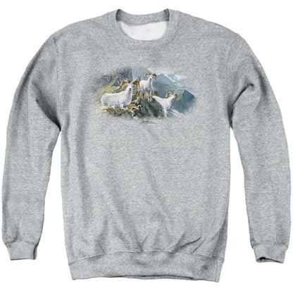 Wildlife High Trails Dall Sheep Mens Crewneck Sweatshirt Athletic Heather