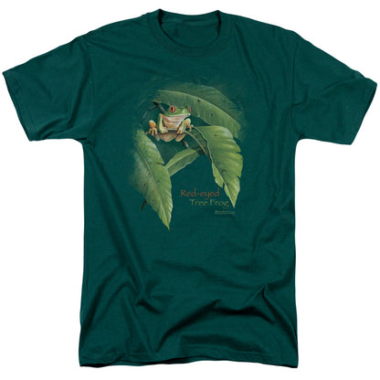 Wildlife Red Eyed Tree Frog Mens T Shirt Hunter Green Officially Licensed