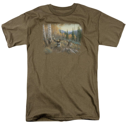 Wildlife Mule Deer Mens T Shirt Safari Green Officially Licensed