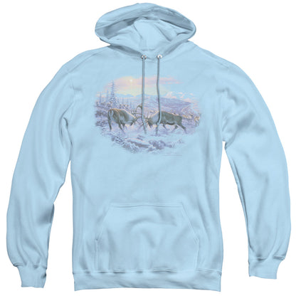 Wildlife Battling Bulls Mens Hoodie Light Blue