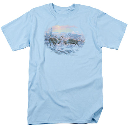 Wildlife Battling Bulls Mens T Shirt Light Blue Officially Licensed