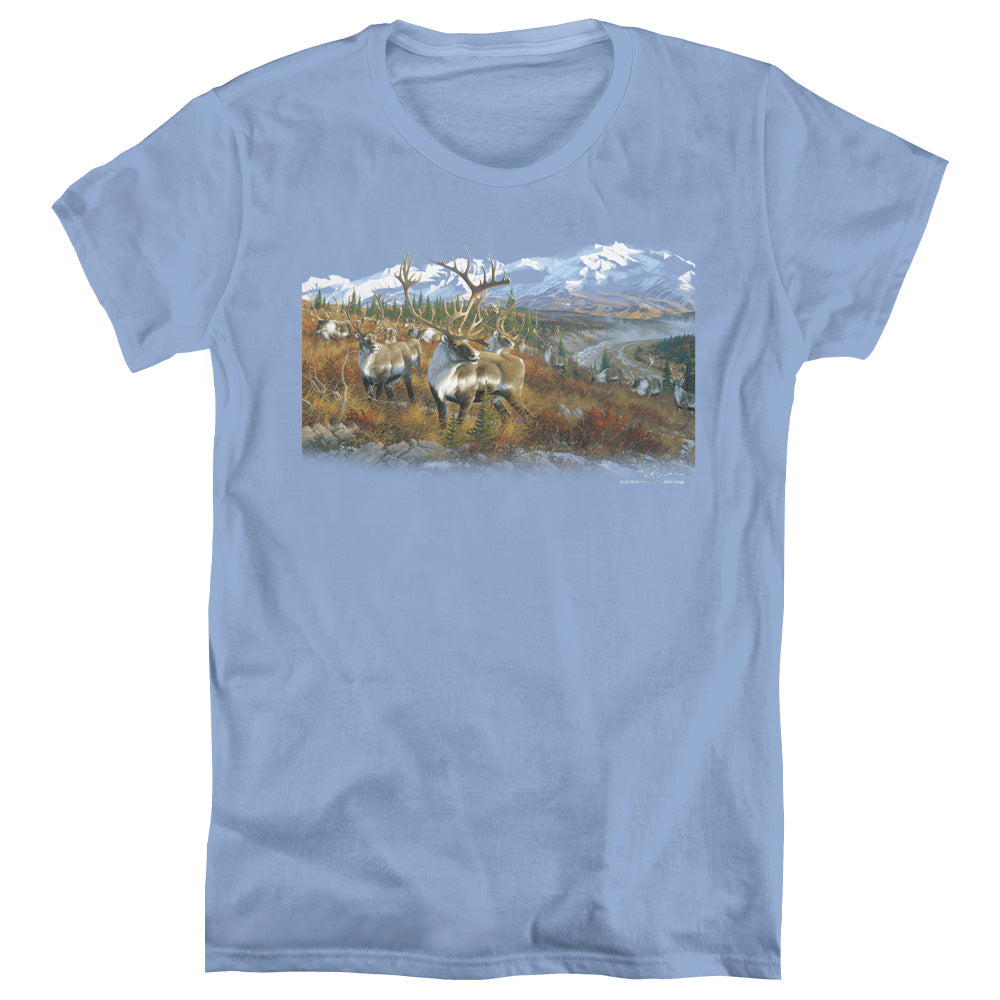 Wildlife Caribou Womens T Shirt Carolina Blue