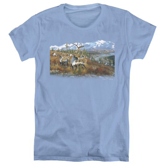 Wildlife Caribou Womens T Shirt Carolina Blue