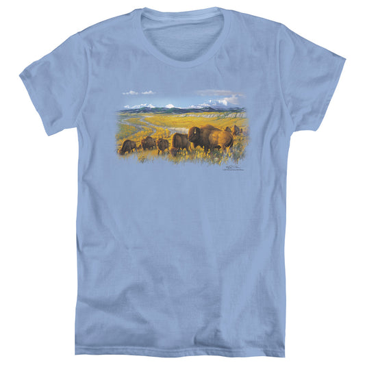 Wildlife The Passing Herd Womens T Shirt Carolina Blue