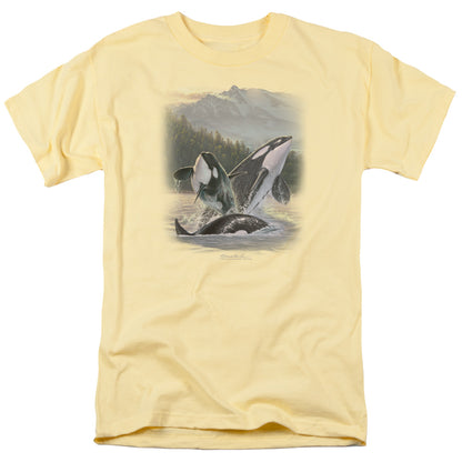 Wildlife Breaching Orcas Mens T Shirt Banana Officially Licensed