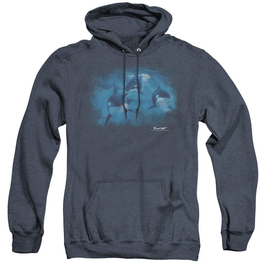 Wildlife Pod Of Orcas Mens Heather Hoodie Navy Officially Licensed