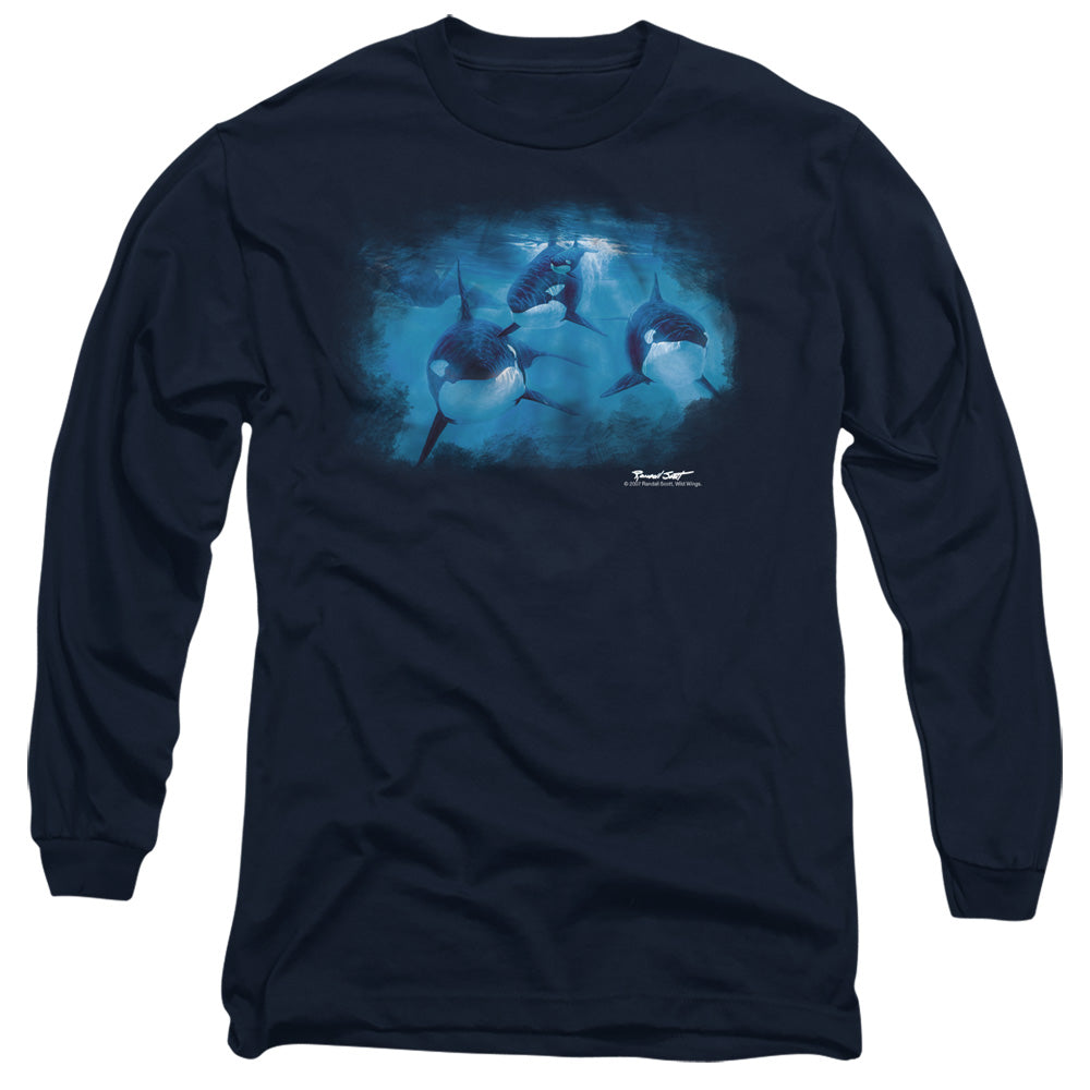 Wildlife Pod Of Orcas Mens Long Sleeve Shirt Navy Officially Licensed