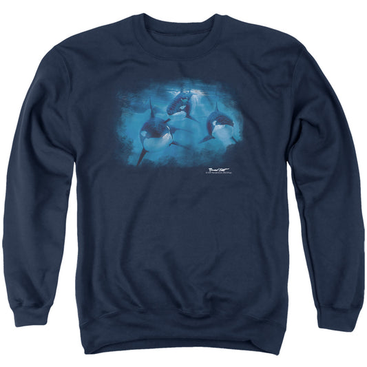 Wildlife Pod Of Orcas Mens Crewneck Sweatshirt Navy