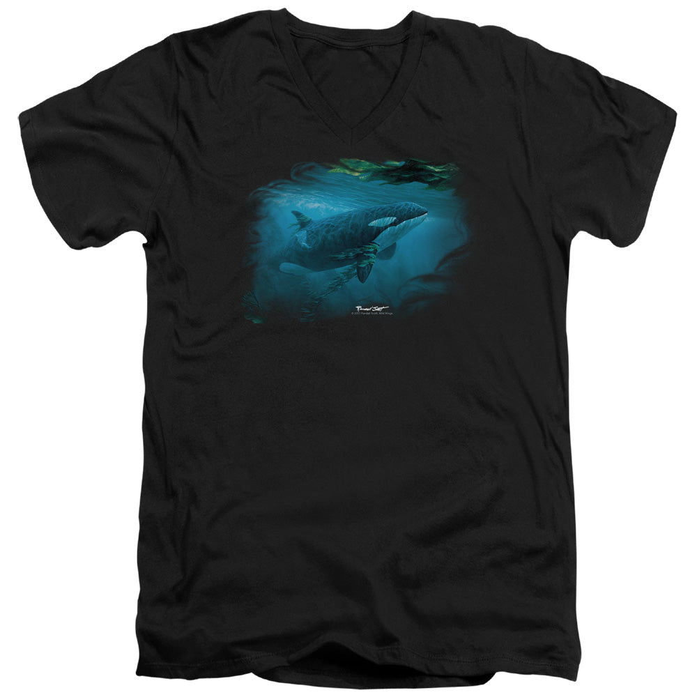 Wildlife Pursuit Thru The Kelp Orca S S Adult V-Neck Black