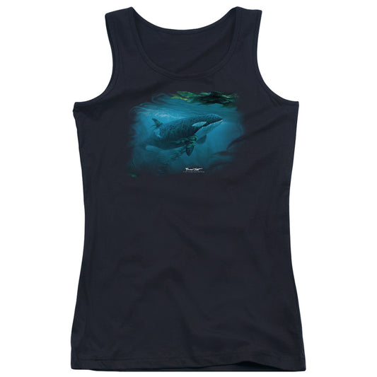 Wildlife Pursuit Thru The Kelp Orca Womens Tank Top Shirt Black