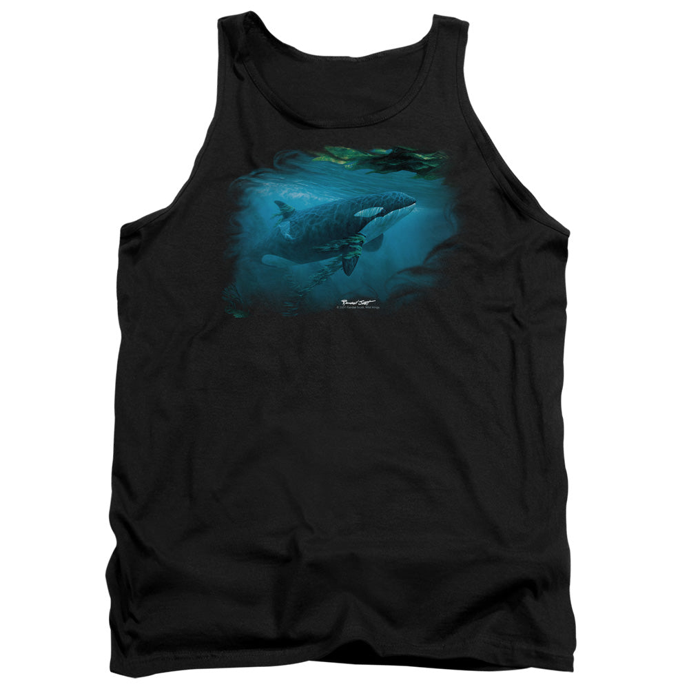 Wildlife Pursuit Thru The Kelp Orca Mens Tank Top Shirt Black