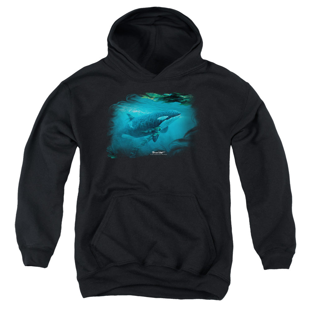 Wildlife Pursuit Thru The Kelp Orca Kids Youth Hoodie Black