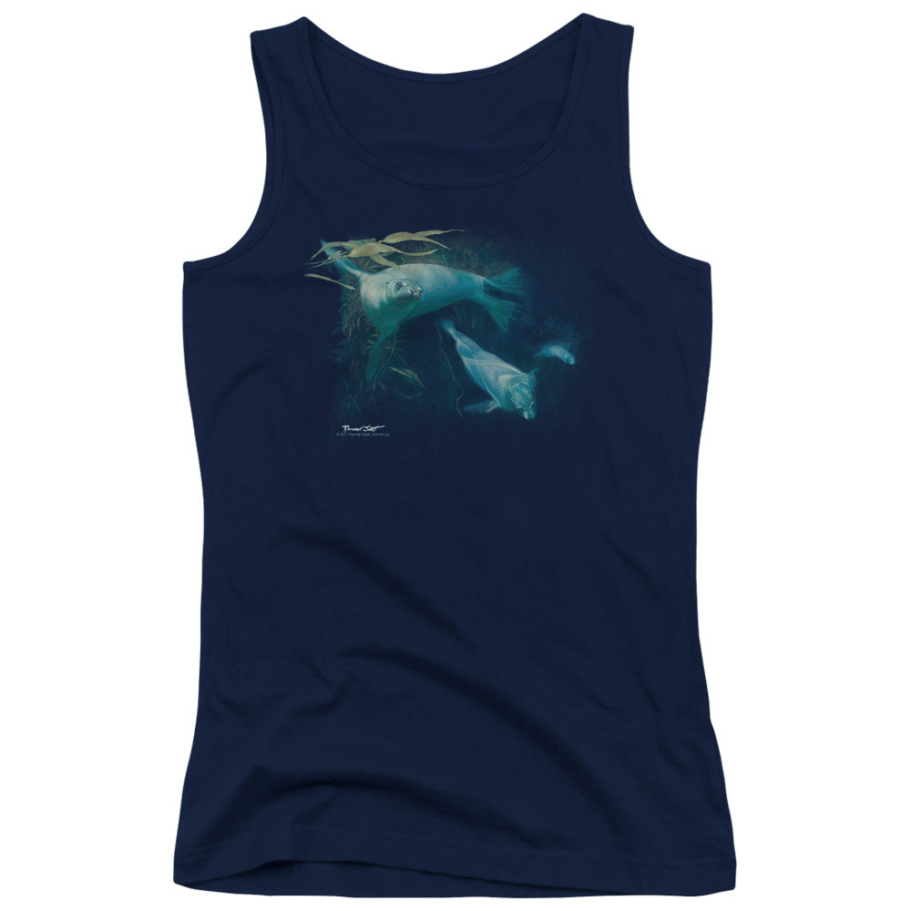 Wildlife Kelp Patrol Womens Tank Top Shirt Navy