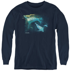 Wildlife Kelp Patrol Long Sleeve Kids Youth T Shirt Navy