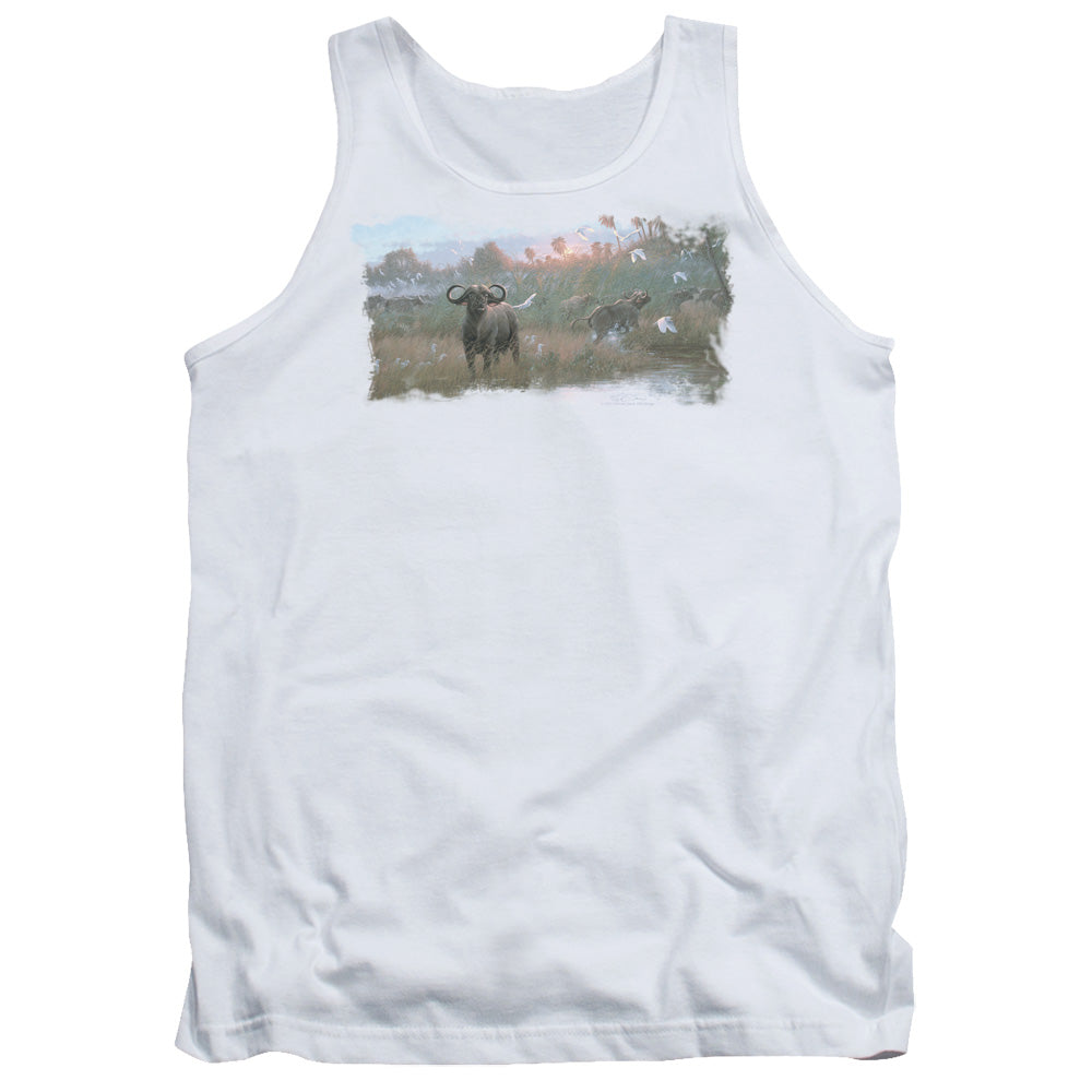 Wildlife Cape Buffalo Mens Tank Top Shirt White