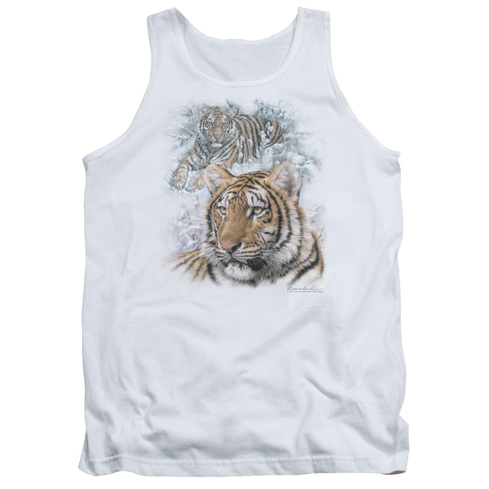 Wildlife Tigers Mens Tank Top Shirt White