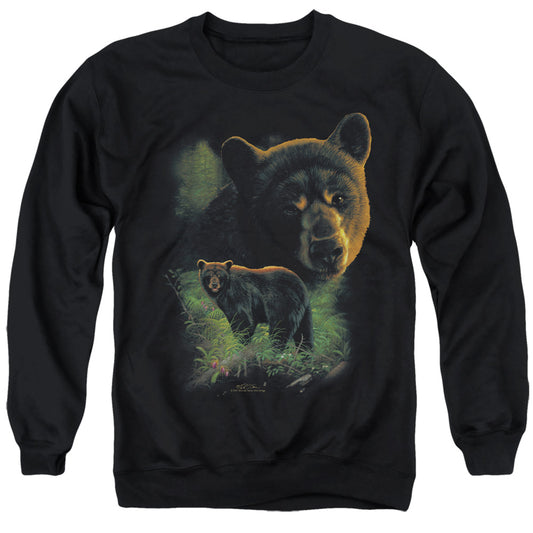 Wildlife Black Bears Mens Crewneck Sweatshirt Black