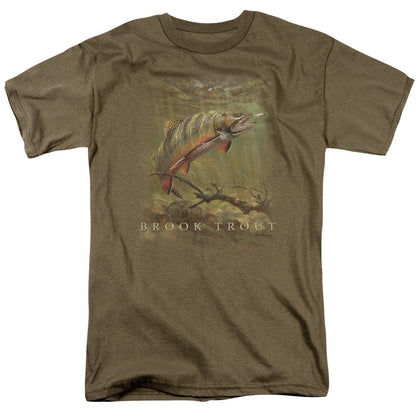 Wildlife Brook Trout Mens T Shirt Safari Green Officially Licensed