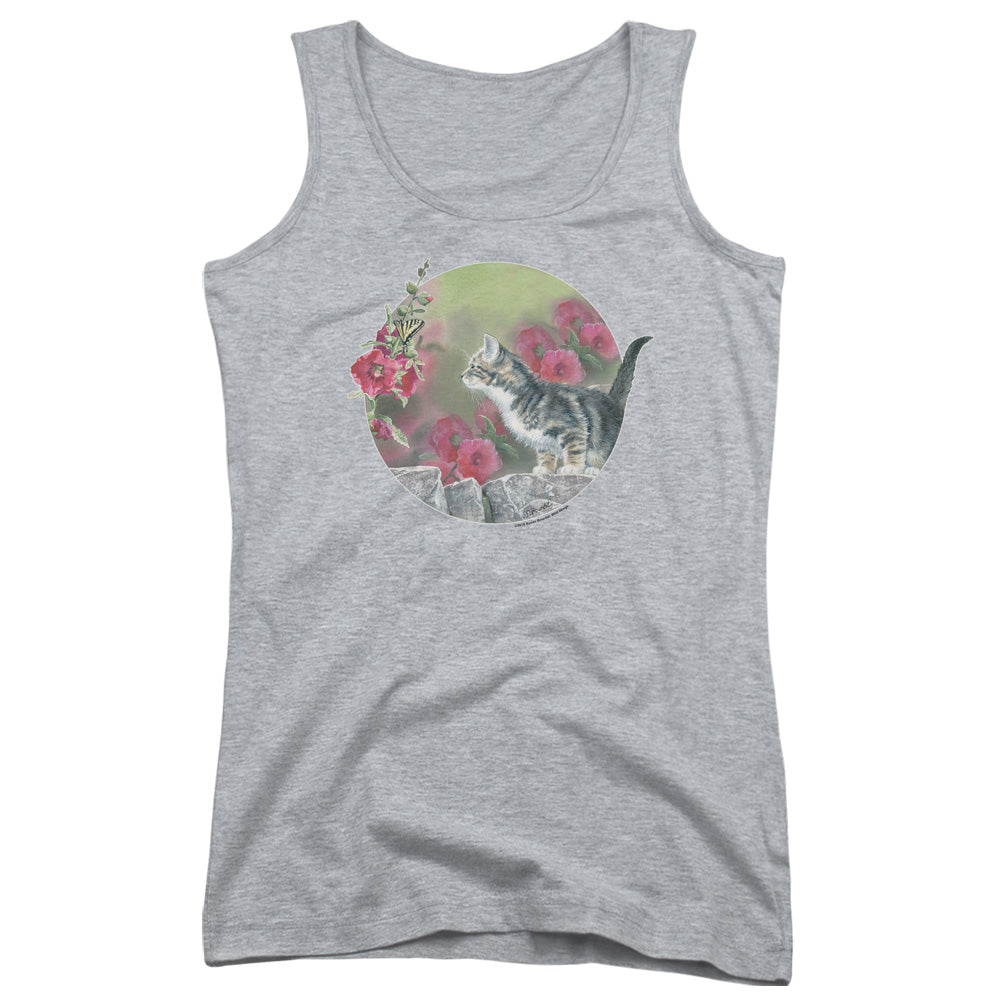 Wild Wings Kitten Flowers Womens Tank Top Shirt Athletic Heather