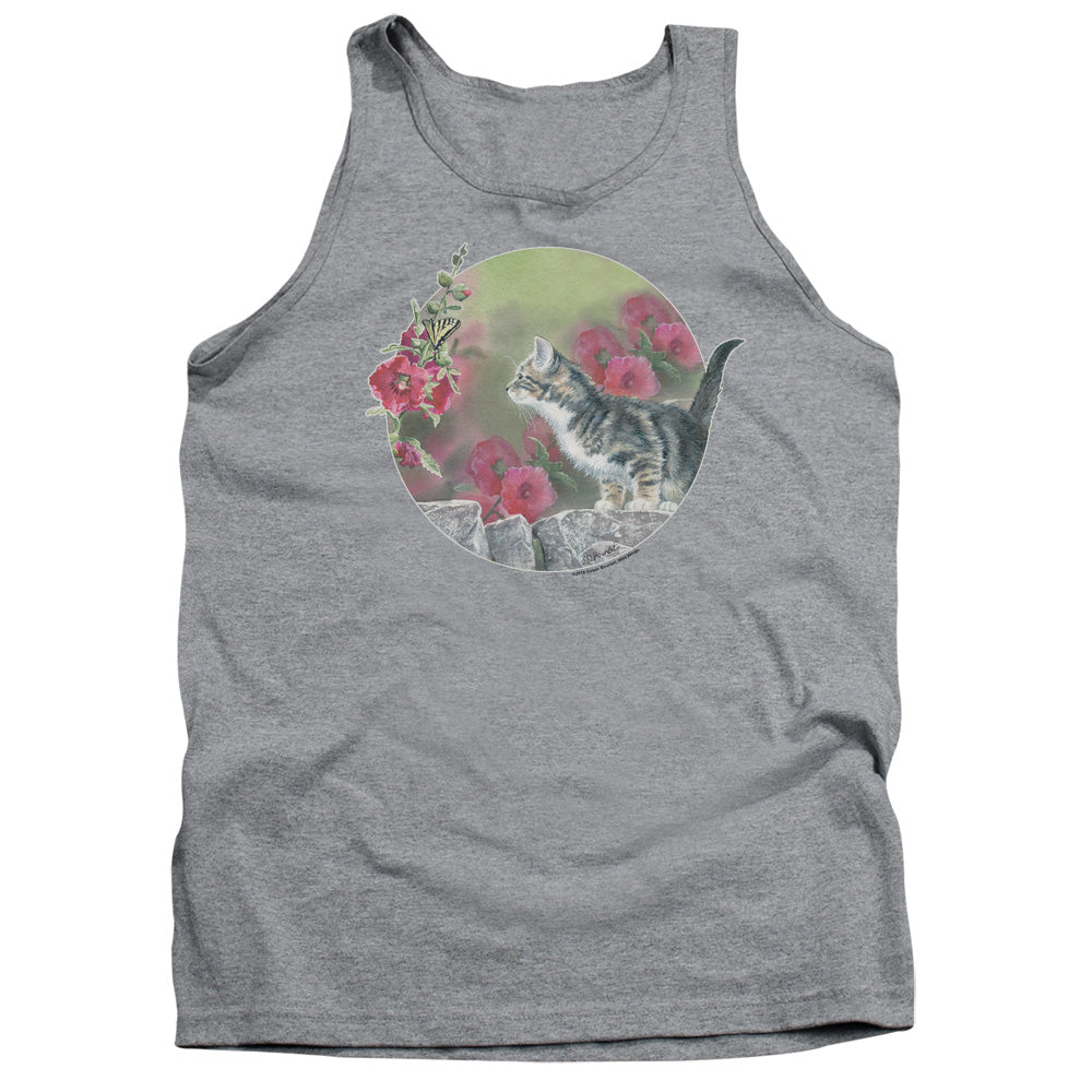 Wild Wings Kitten Flowers Mens Tank Top Shirt Athletic Heather