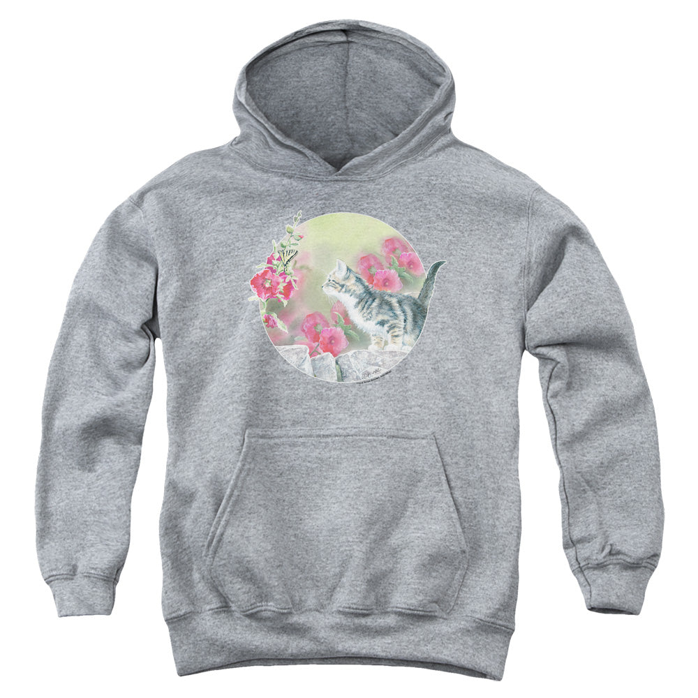 Wild Wings Kitten Flowers Kids Youth Hoodie Athletic Heather