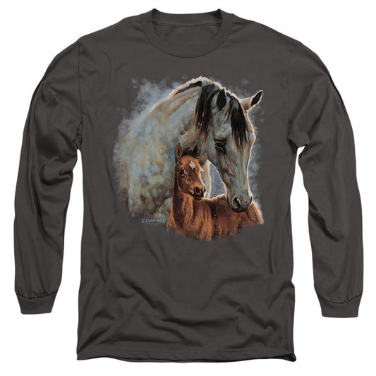 Wild Wings Painted Horses Mens Long Sleeve Shirt Charcoal