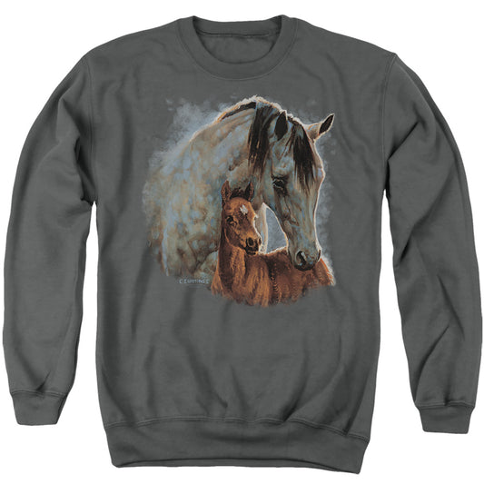 Wild Wings Painted Horses Mens Crewneck Sweatshirt Charcoal