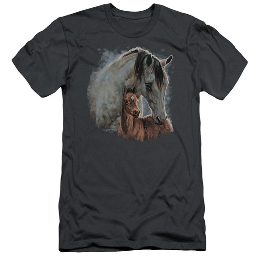 Wild Wings Painted Horses Slim Fit Mens T Shirt Charcoal