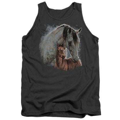 Wild Wings Painted Horses Mens Tank Top Shirt Charcoal