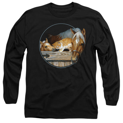 Wild Wings Everyone Loves Kitty Mens Long Sleeve Shirt Black