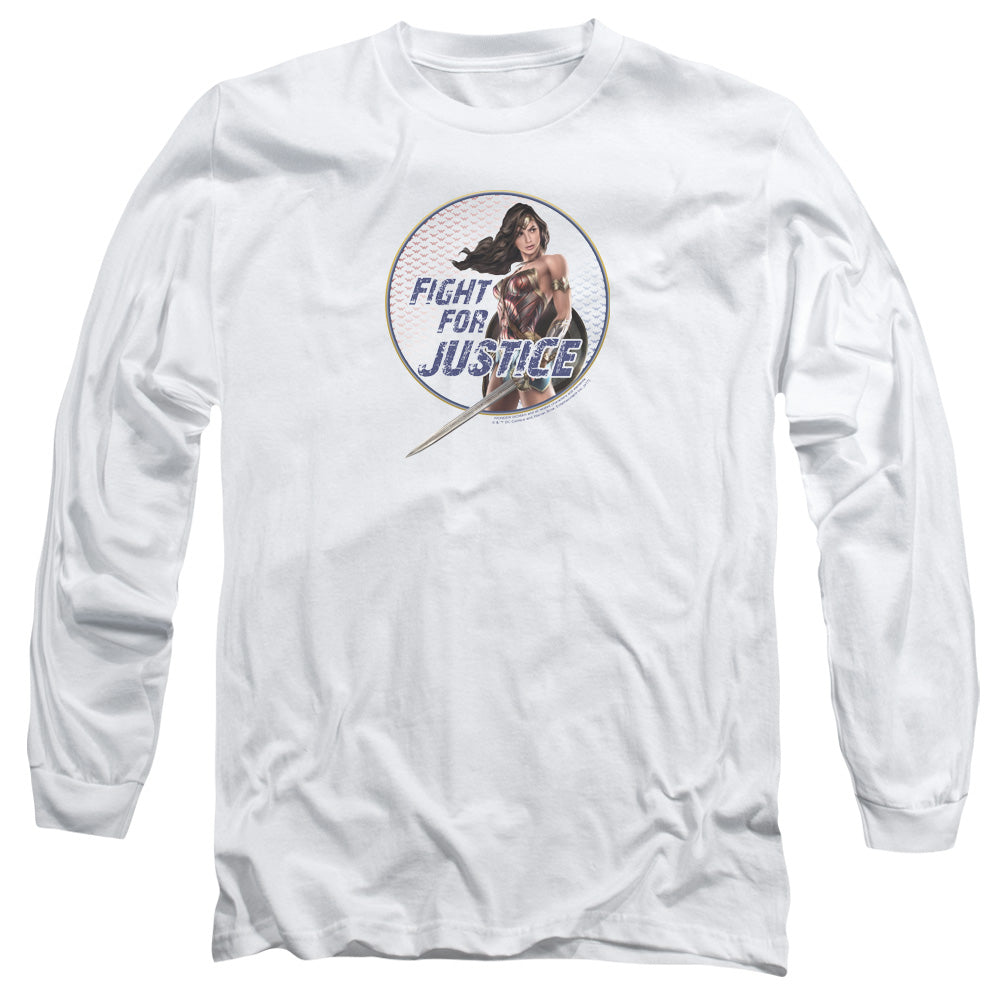 Wonder Woman Movie Fight For Justice Mens Long Sleeve Shirt White