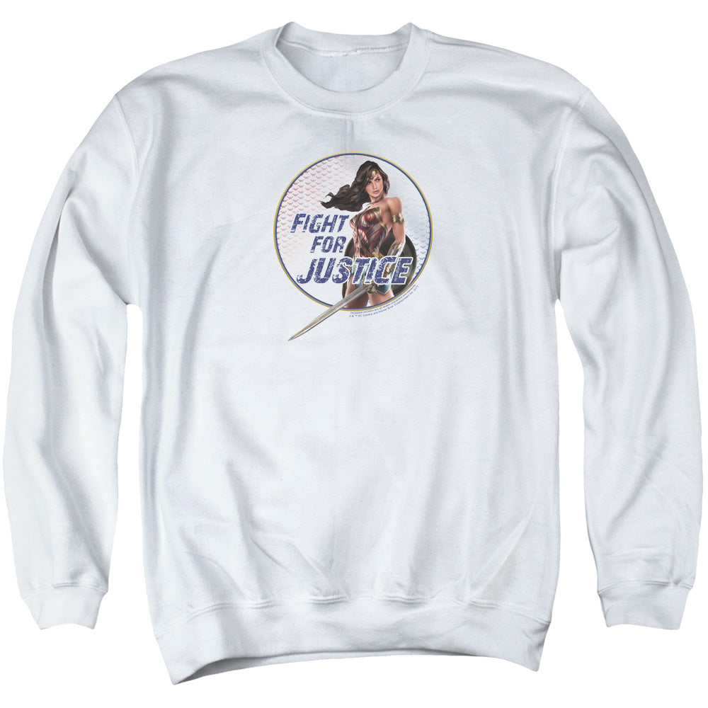 Wonder Woman Movie Fight For Justice Mens Crewneck Sweatshirt White