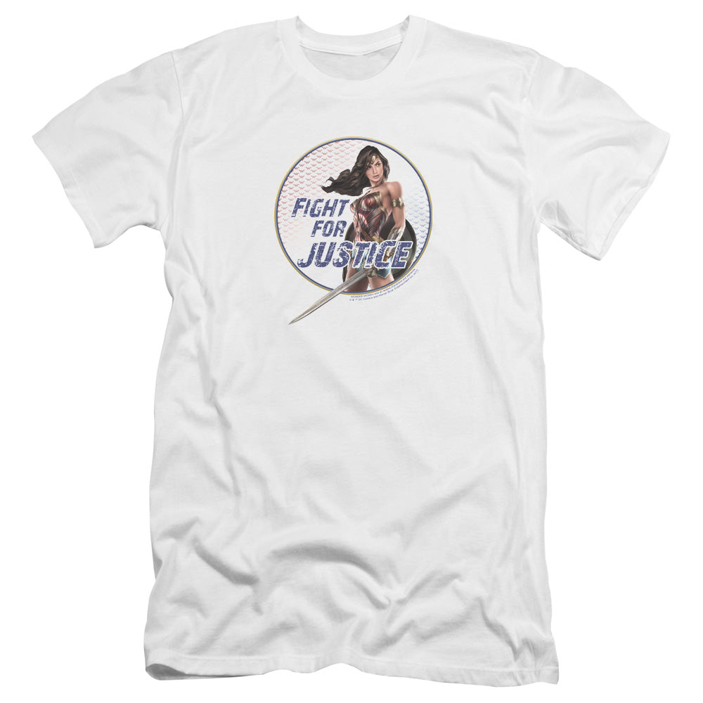 Wonder Woman Movie Fight For Justice Premium Bella Canvas Slim Fit Mens T Shirt White