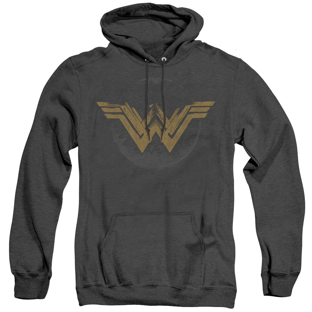 Wonder Woman Movie Distressed Logo Mens Heather Hoodie Black Officially Licensed