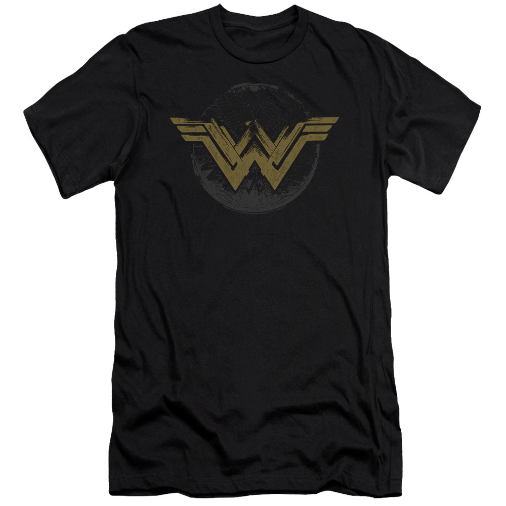 Wonder Woman Movie Distressed Logo Premium Bella Canvas Slim Fit Mens T Shirt Black