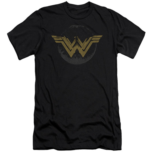 Wonder Woman Movie Distressed Logo Slim Fit Mens T Shirt Black