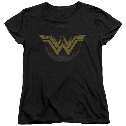 Wonder Woman Movie Distressed Logo Womens T Shirt Black