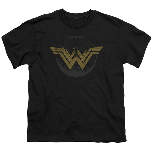Wonder Woman Movie Distressed Logo Kids Youth T Shirt Black