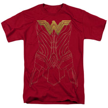 Load image into Gallery viewer, Wonder Woman Movie Armor Outline Mens T Shirt Cardinal