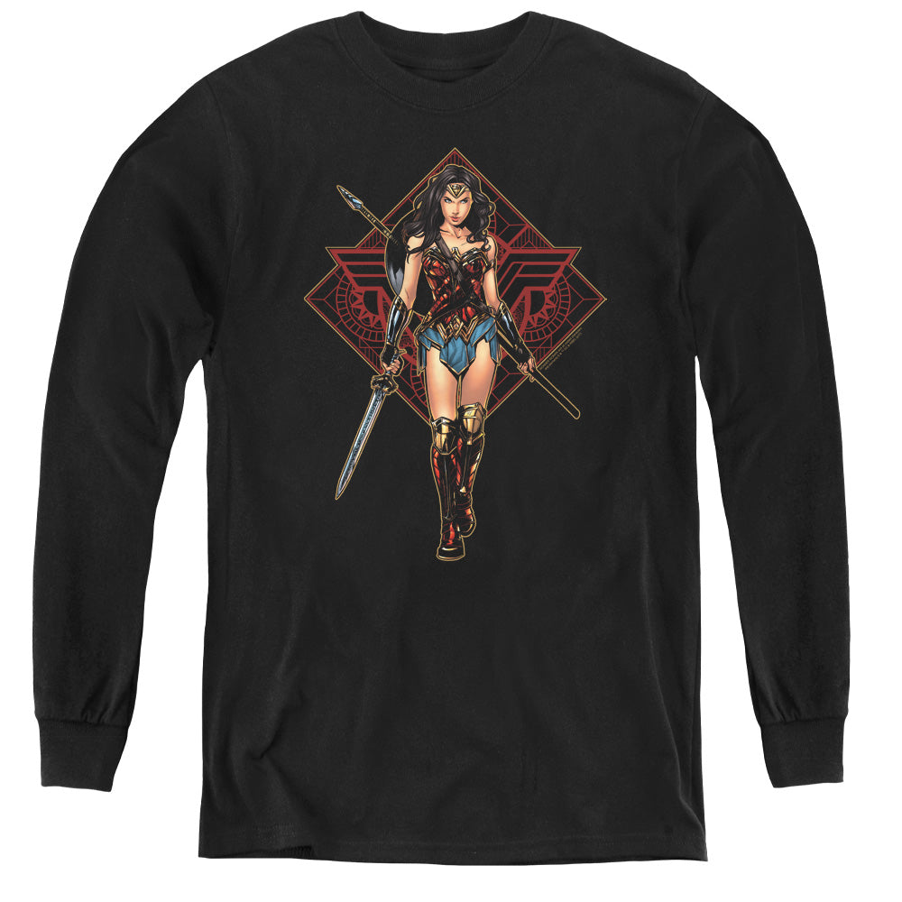 Wonder Woman Movie Warrior Long Sleeve Kids Youth T Shirt Black