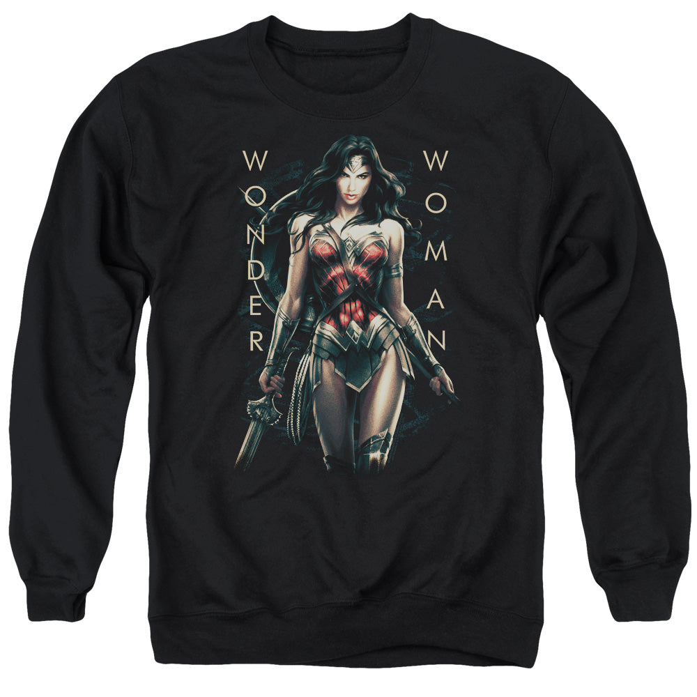 Wonder Woman Movie Armed And Dangerous Mens Crewneck Sweatshirt Black