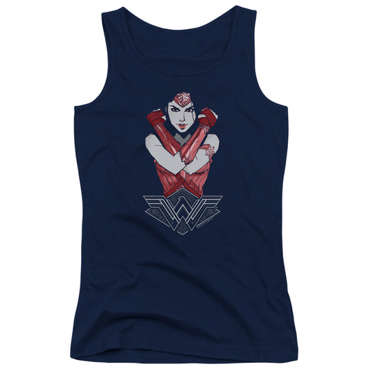 Wonder Woman Movie Amazon Womens Tank Top Shirt Navy Blue