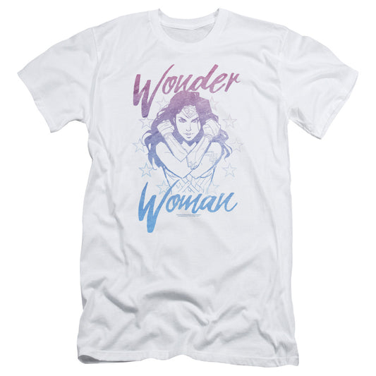 Wonder Woman Movie Retro Stance Slim Fit Mens T Shirt White