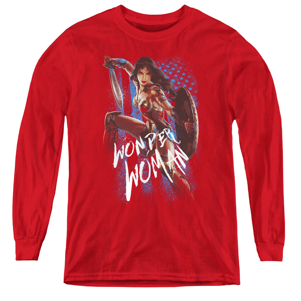 Wonder Woman Movie American Hero Long Sleeve Kids Youth T Shirt Red