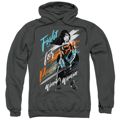 Wonder Woman Movie Fight For Peace Mens Hoodie Charcoal