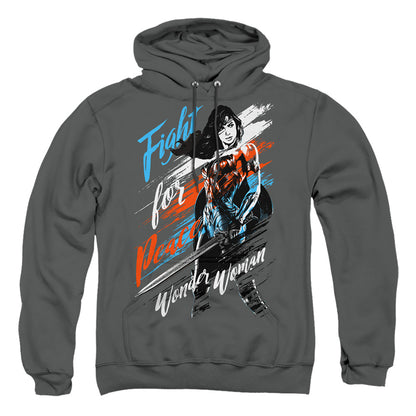 Wonder Woman Movie Fight For Peace Mens Hoodie Charcoal Officially Licensed