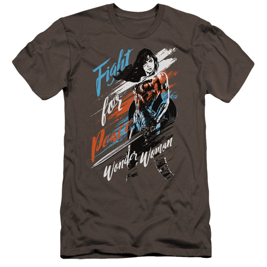 Wonder Woman Movie Fight For Peace Premium Bella Canvas Slim Fit Mens T Shirt Charcoal